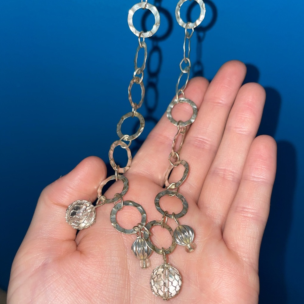 Handmade Silver Metal and Beaded Necklace